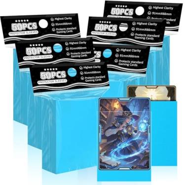 Imagem de Mangas de cartas colecionáveis para MTG, 300 peças de mangas foscas, para cartões colecionáveis, cartões esportivos, cartões de beisebol, TCG Yugioh Magic Commander, resistente e agradável, texturizado (azul)