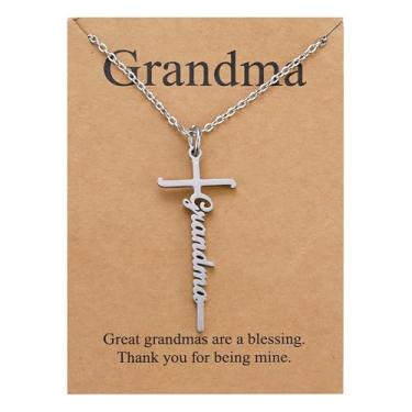 Imagem de Lcbulu Presentes de Natal para avó – Colar com pingente de cruz cristã religiosa, presente de aniversário de dia das mães para avós, joias, Free, Aço inoxidável, Sem Pedra Preciosa