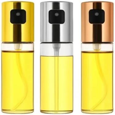 Imagem de Pulverizador de Azeite Premium, Spray Multiuso em Aço Inoxidável e Vidro, Bronze, 17cm x 4cm, Design Ergonômico, Dispenser para Óleo e Vinagre com Bico Spray, Uso Culinário