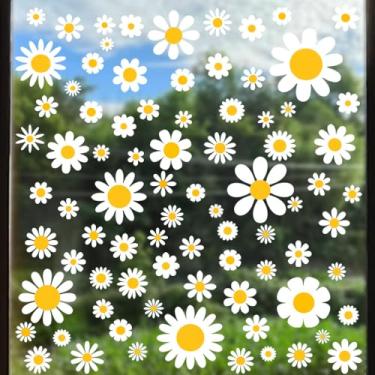 Imagem de ZARROUEA Adesivos de parede de flores fofas, margaridas coloridas e flocos de neve decalques de parede decorativos, papel de parede removível de PVC para decoração de parede de sala de estudo (9 peças