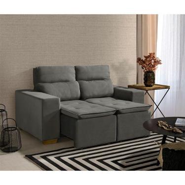 Imagem de Sofá 2 Lugares 150cm Com Molas, Retrátil E Reclinável Cinza