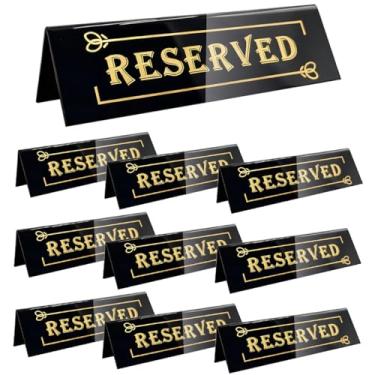 Imagem de SerniaXin 10 placas de mesa acrílicas reservadas - barraca de mesa de 15 x 5 x 4 cm - dupla face, impermeável - placas de assento reservadas para casamento, restaurante, reunião, eventos e festas