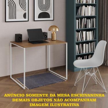 Imagem de Escrivaninha Industrial Office Amêndoa 90x53 Grécia Base Ferro Branco