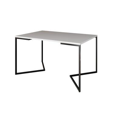 Imagem de Mesa Jantar Industrial Branca Retangular 137X90Cm Base V Ferro Preto