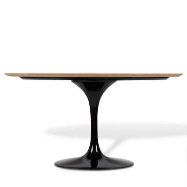 Imagem de Mesa De Jantar Tulipa Saarinen Oval 244x137 Cm Tampo Imbuia Base Branca