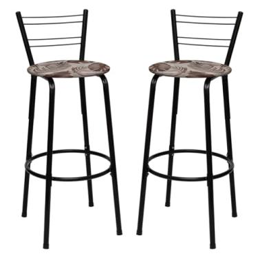 Imagem de Banqueta Altas Flórida Estrutura Preta 70cm Para Balcão Cozinha, Bar, Bistrô, Americano Kit 02 Unidades - Itagold (Floral Marrom)
