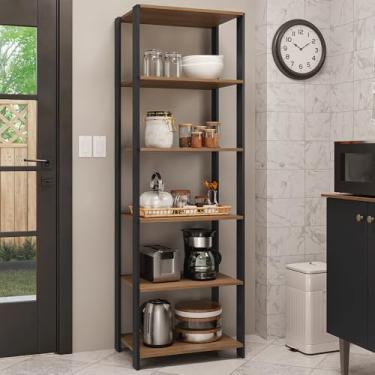 Imagem de Armário Estante Multiuso Organizador 5 Prateleiras 59cm Rustic/preto Madesa