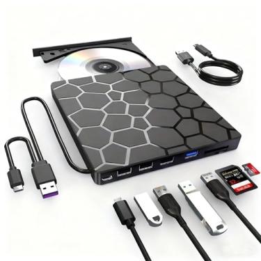 Imagem de 7 Em 1 Gravador Leitor Cd DVD Externo USB 3.0 Pc Notebook DVD Players SD TF Flash Disk Leitor de cartões