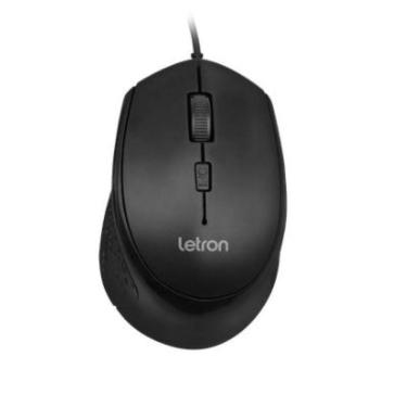 Imagem de Mouse Usb Letron Office Job Preto 4d Ergonomico