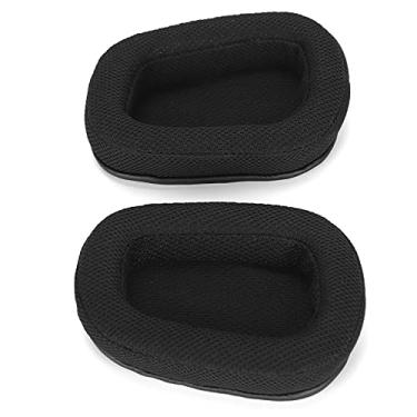 Imagem de SUNGOOYUE Almofadas de Substituição de Espuma de Memória para Fone de Ouvido para Jogos G633 G933, Capas de Malha Com Isolamento de Ruído Com Esponja de Alta Elasticidade, Pretas, Pacote Com 2