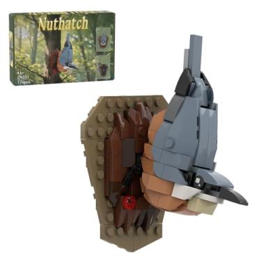 Imagem de PuzzRyxius Kit de construção de pássaros Nuthatch, MOC-205034, mini tijolos de coleção de animais para decoração de casa ou escritório, blocos de montar STEM presentes para adultos e jovens (176 peças