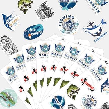 Imagem de Fishing Stickers Go Fish Fisher Birthday Party Decorations Fishing Themed Adhesive Stickers for Water Bottle, Helmet, Laptop, Phone, Skateboard, Car, Bumper - 8 Sheets 96 Pcs