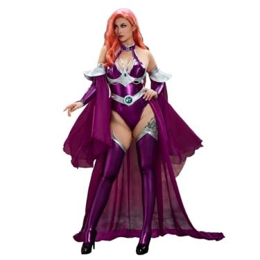 Imagem de Mobbunny Fantasia de cosplay derivado de anime vestido de dança sexy heroína macacão gola redonda com mangas, Roxa, G