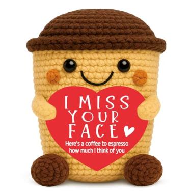 Imagem de Skyists Romantic Coffee Gift for Women Men Handmade Crochet Mini Coffee Cup Plush with Card Cute Crochet Espresso Decor for Girlfriend Boyfriend Anniversary Valentine’s Day Long Distance Love Gift 3