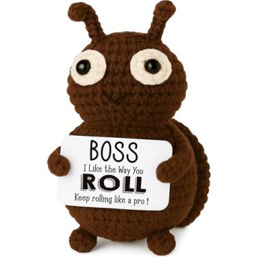 Imagem de TKGIFTHOT Presentes engraçados para chefe, homens, mulheres, escaravelho de crochê, gerente humorístico, chefe, promoção de aniversário, presente de escritório de Natal, presente de agradecimento