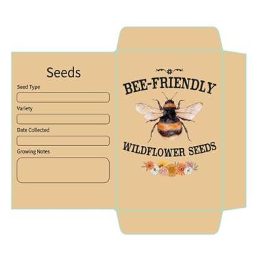 Imagem de AnyDesign 100 pacotes de sementes de abelha, envelope autoadesivo, sementes de flores silvestres, bolsos de armazenamento para jardim, primavera, casamento, chá de bebê, lembrancinhas de festa, 8 x 6