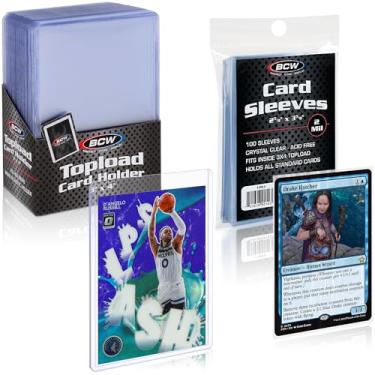 Imagem de BCW Capas de cartão e toploaders para combo de cartas | Carregadores superiores premium para cartas e mangas centavos sem ácido | Ótimo para futebol, Magic The Gathering, Pokémon e protetores de