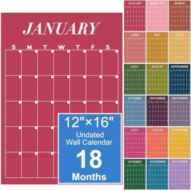 Imagem de Fullhawl Calendário de parede grande sem data 2025-2026, fácil de secar, 18 meses, reutilizável, 30,5 x 40,6 cm, agenda em branco anual, presente de Natal e Ano Novo para escritório, casa, sala de