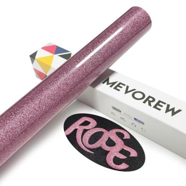 Imagem de MEVOREW Vinil de transferência de calor 3D, vinil HTV com glitter rosa, 30,5 x 1,5 m, ferro em vinil para camisetas compatíveis com Cricut Air ou Maker (rosa)