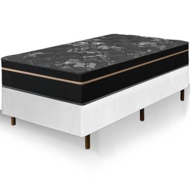Imagem de Cama Box Solteiro King Branca Colchão Bariloche Molas Ensacadas One Fa