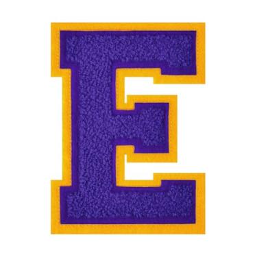 Imagem de 1 PÇ Patch de letra de chenille roxo de 11,4 cm – Remendos do alfabeto para roupas, jaquetas, mochilas, chapéus para decoração personalizada, nome personalizado e artesanato. (E)
