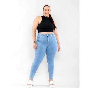 Imagem de CALÇA JEANS FEMININA MOM PLUS SIZE BÁSICA COM ELASTANO 00229 50 MÉDIA UNICA-Feminino