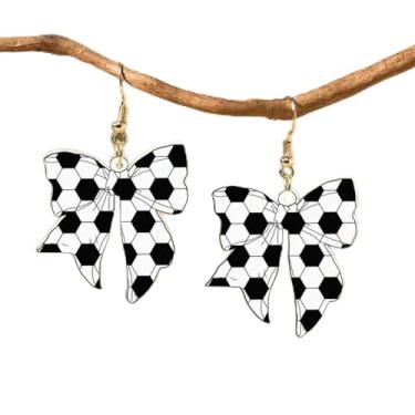 Imagem de Brincos femininos com laço de basquete de beisebol, acrílico, equipes, esportes, jogos, futebol, voleibol, laço, pendurados, festas, feriados, joias, acessórios para presentes, Medium, Acrílico, Sem