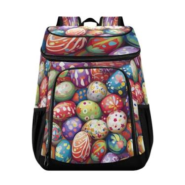 Imagem de Wassud Mochila térmica colorida com ovos de páscoa para mulheres e homens, 36 latas à prova de vazamento, lancheira para piquenique, praia, acampamento, 33 x 20 x 43 cm