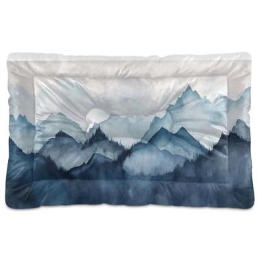 Imagem de Wassud Aquarela Montanhas Contínuas Lavável Cama para Cachorros Pequenos, Tapete Macio Portátil para Animais de Estimação Macia, Cama Antiderrapante para Cães e Gatos, Almofada Confortável para
