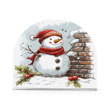Imagem de Qilmy Bonito suporte de guardanapo de boneco de neve e pássaro de Natal para mesas, porta-guardanapos de papel de placa acrílica elegante, dispensador de papel de seda independente moderno para sala