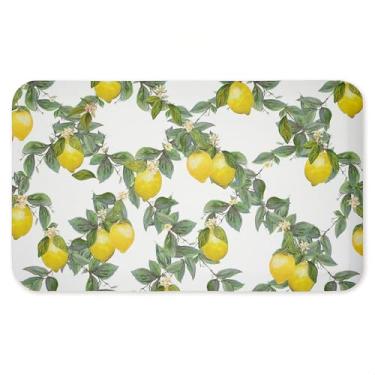 Imagem de Tapete antifadiga com padrão de videira frutada Lemony, ergonômico acolchoado para cozinha e tapete de pé com suporte antiderrapante, tapete confortável ecológico, design por Diannart, 76 cm x 45 cm