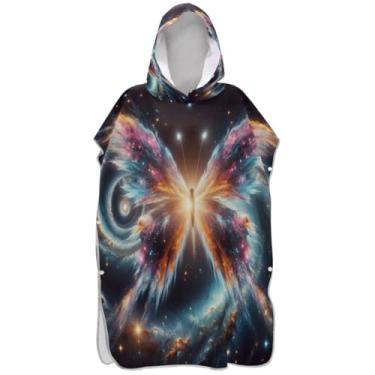 Imagem de Joisal Poncho de surfe plus size trocador de roupão para praia Adul moletom toalha natação estética colorida borboleta animal unissex adulto poncho com capuz