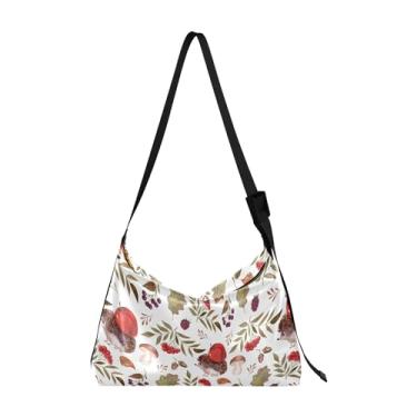 Imagem de Bolsa de ombro simples masculina Hobo de couro com folhas verdes para Dia de São Patrício, Lindas folhas de ouriço