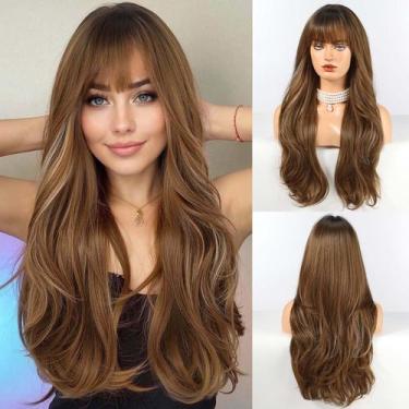 Imagem de Peruca HAIRCUBE longa marrom ombre com destaque para mulheres