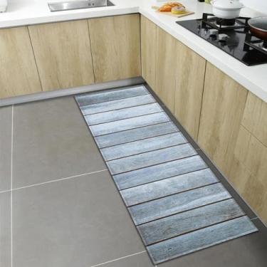 Imagem de Tapete retrô estampado em madeira, cozinha, banheiro, antiderrapante, sala de estar, entrada, quarto, decoração de casa, 60 x 200 cm