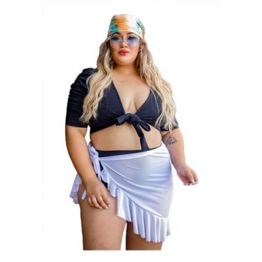 Imagem de Saia Curta Feminina Plus Size Pareô Envelope Praia Saída - PLUS MESMO 
