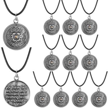 Imagem de Hinly 12 unidades de colar de semente de mostarda cristã, chaveiros, presente inspirador religioso para mulheres, amigos da família