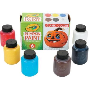 Imagem de Conjunto de tinta acrílica de abóbora Crayola cores clássicas sortidas (60 g) Pacote com 6 - Ideal para atividades divertidas de Halloween para crianças