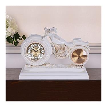 Imagem de Relógio de mesa, relógio de cornija branco, decoração de casa, sala de estar, relógio de quartzo silencioso, retrô, vintage, relógio de mesa, prateleira, relógio com suporte