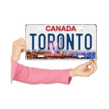 Imagem de Placa de metal plana 2D, 1 peça vintage Toronto Canadá com design da T