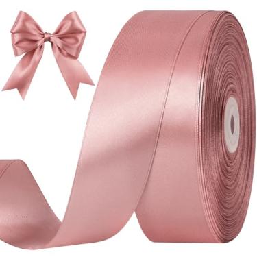 Imagem de CLUEWR Fita de cetim ouro rosa de 3,5 cm, 100 metros, rolo de fita para buquês de flores, embrulho de presente, casamento, artesanato feito à mão