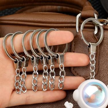 Imagem de 10 porta-chaves de metal em branco, anéis divididos, chaveiros, fecho, chaveiro, pingente de aço inoxidável, artesanato (6,3 x 3,1 cm)