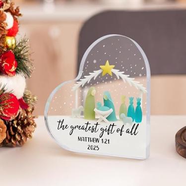 Imagem de Presentes inspiradores para amigos, mãe, irmã, menina, colega de trabalho, cristãs, placas e placas decorativas de acrílico de Natal, 9 x 8 cm acessórios de mesa de escritório decoração (estrela