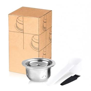 Imagem de Conjunto de Cápsulas Café Aço Inoxidável Reutilizáveis com Colher e Pincel para Substituição em Vertuoline GCA1 Delonghi