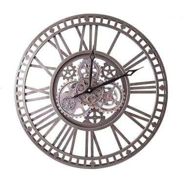 Imagem de SLGGPJBU Relógio de parede retro americano estilo industrial relógio de parede arte europeia relógio de engrenagem de ferro sala de estar ornamentos simples relógio de parede criativo diâmetro 60 cm