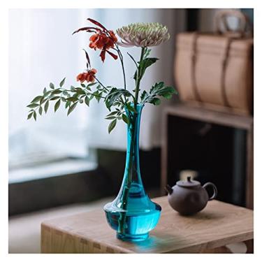 Imagem de WUHUQN Vaso de flor transparente vaso de ameixa vaso de vidro zen arranjo de flores vasos ornamentos pequeno furo água hidropônica flor flores secas vaso para arranjo floral