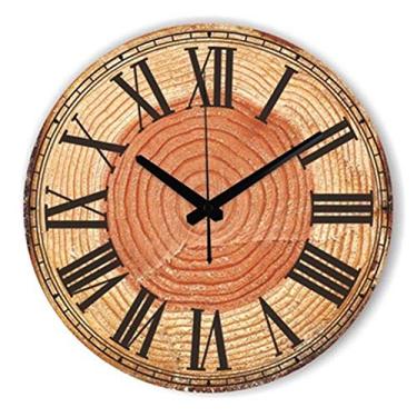 Imagem de U5GAAALPPQ9 Relógio de parede estilo retrô antigo vintage mudo grande relógio de parede chique gasto decoração de casa sala de estar 16 polegadas / 40 cm