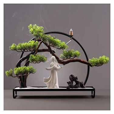 Imagem de Plantas falsas/plantas falsas, plantas de simulação, plantas verdes, ornamentos em vasos, flores artificiais, sala de estar, bonsai, pinheiro, bonsai, mesa, decoração criativa, móveis, presentes