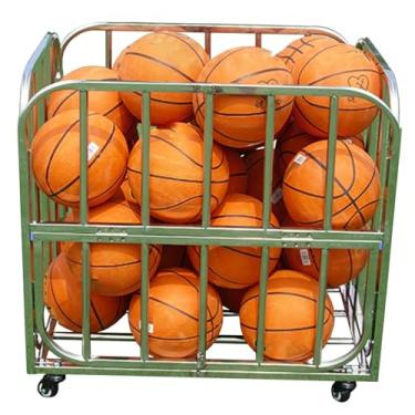 Imagem de ZDJZMGZ Suporte de armazenamento de bola esportiva funil de armazenamento de bola resistente sobre rodas, caixa de equipamento esportivo de grande capacidade para futebol, vôlei, gaiola de basquete