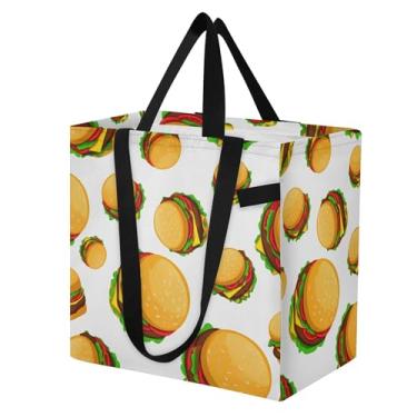 Imagem de SEHANY Delicious Fastfood Sacolas de compras reutilizáveis com alças reforçadas, bolsa de compras de lona dobrável à prova d'água de grande capacidade para viagem, cozinha, praia